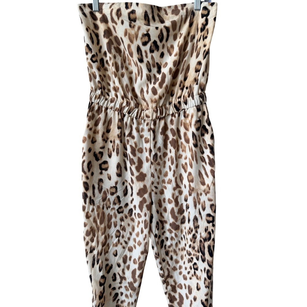 WAYF Women's Strapless Leopard Print Jumpsuit Elastic Waist Made in‎ USA Size S - Picture 6 of 6